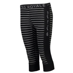 Mons Royale Alagna - Women´s 3/4 Legging Black/Thin Stripe