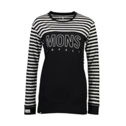 Mons Royale Yotei BF Tech LS Women Black/Thick Stripe
